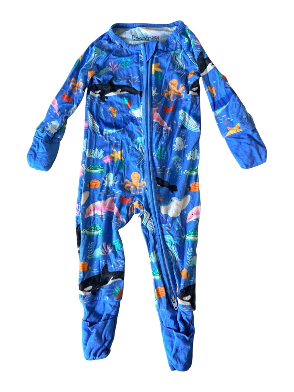 Blue Ocean Print Kids One-Piece Pajamas -